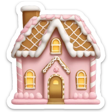 light pink and gold and white gingerbread house sticker