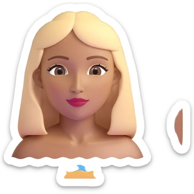 close-up of a woman's face with darker blonde straight hair, light brown skin, with the three iconic arches of Atalaia Beach (Aracaju-SE) prominently displayed very close in the background, middle arch taller with round tops, made of tiles sticker