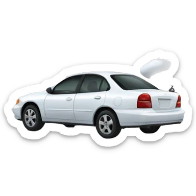 a parked car. The background is an airport sticker