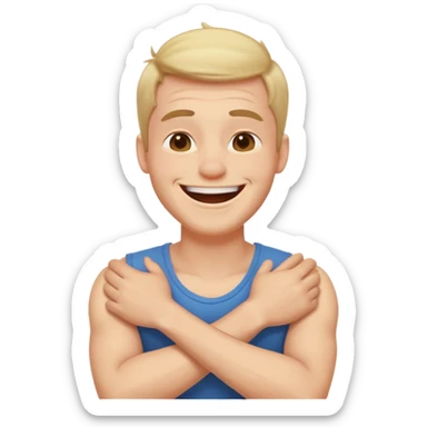 arms crossed holding neck laughing guy sticker