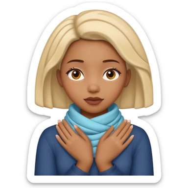 black girl with her hands wrapped around her neck sticker