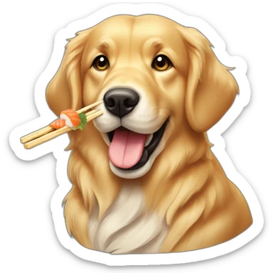 golden retriver eating sushi sticker