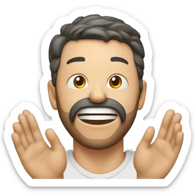 Emoji haciendo mueca de burla con las manos abiertas a ambos lados de su cara sacando la lengua sticker