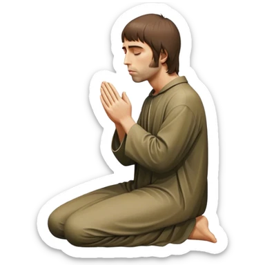 Liam Gallagher praying at the feet of Jesus  sticker
