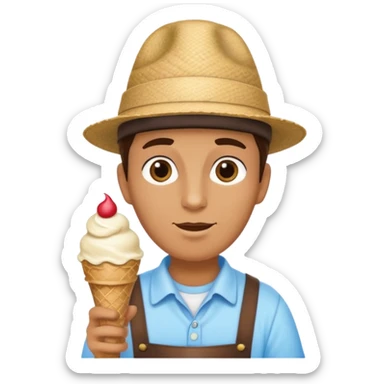 hat wearing ice cream vendor sticker