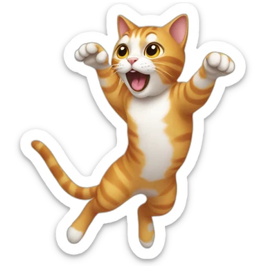 cat pouncing sticker
