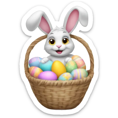 easter bunny with egg pastel basket sticker