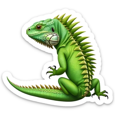 A green iguana with scales, spikes on its back, and a long tail sticker