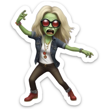  janis joplin zombie  dancing (wearing circle glasses) sticker