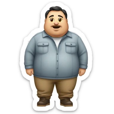 Fat man with Napapijri overshirt zoomin sticker