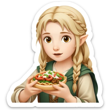 Hobbit girl eats shawarma sticker