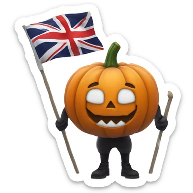 Holloween smiling Pumpkin with the britain flag in hands sticker