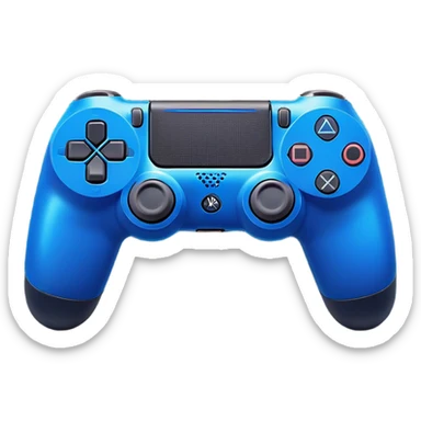 Clash of Clans aesthetic: Cinematic Playful PlayStation 4 DualShock Controller Portrait Emoji, rendered in a 3D vector-style similar to standard emojis with minimal shading and bold, simplified shapes. A compact, distinct form with signature details, softly glowing with a cutting-edge console technology charm. Simplified yet unmistakably iconic, highly detailed and consistent, glowing with a soft radiance and high shine. Stylized with a touch of technological advancement and a soft glowing outline, capturing the essence of a beloved gaming relic with a friendly, playful manner! sticker