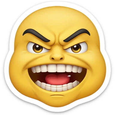 cartoon emoji sticker with an angry face and clenched teeth, colorful and cheerful, no text, suitable for WhatsApp and Instagram sticker
