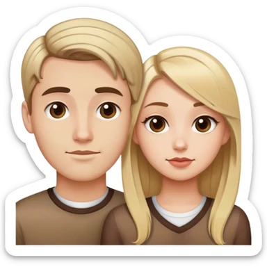 cute boyfriend with combover and girlfriend with long blonde highlights in brown hair  sticker