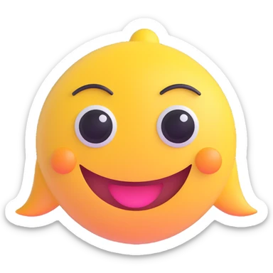 3D smiley emoji, large eyelashes, girly, sparkling eyes, smiling sticker