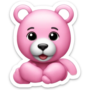 Pink hart with teddy beat sticker
