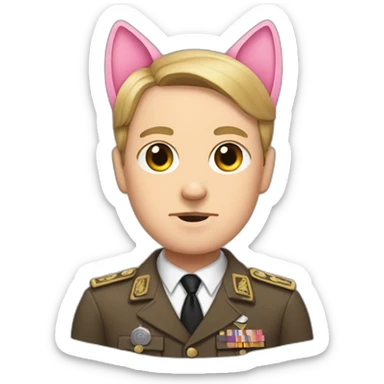 Hitler with pink flushy cat ears sticker