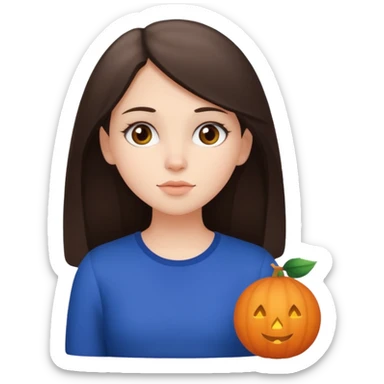 white brunette girl thinking about holiday sticker