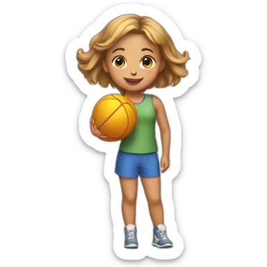 a young girl with a ball in full growth sticker