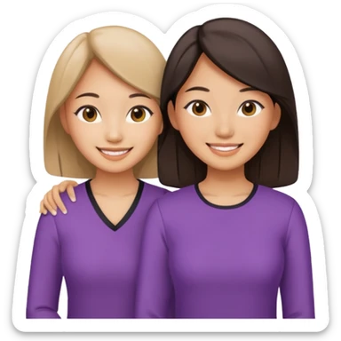 Two different asian women beside each other smiling sticker