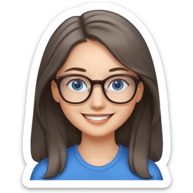 Long Grey and brown haired emoji with blue eyes and glasses female young  sticker