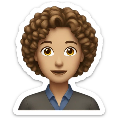 Woman, brown curly hair teacher sticker