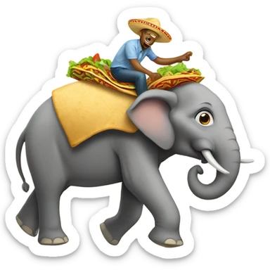 taco riding elephant sticker