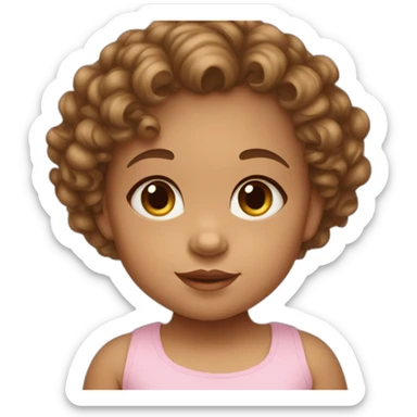 Baby Girl with Brown Short Curls and light skin sticker