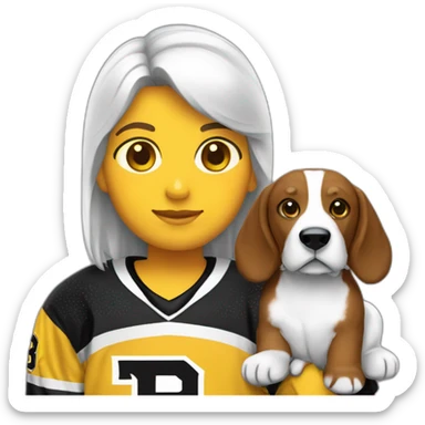 #28 boston bruins hockey white with bear player with basset hound dog sticker