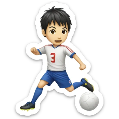 japanese boy kicking ball sticker