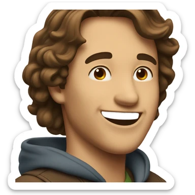 Man with brown medium length hair laughing sticker
