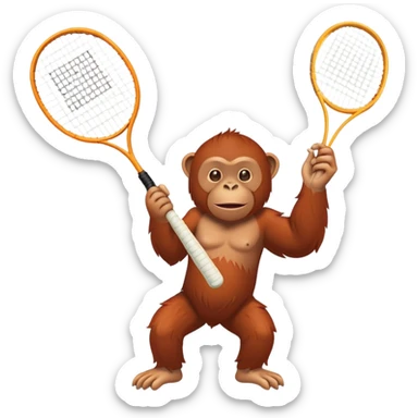 orangutan swinging a badminton racket sticker