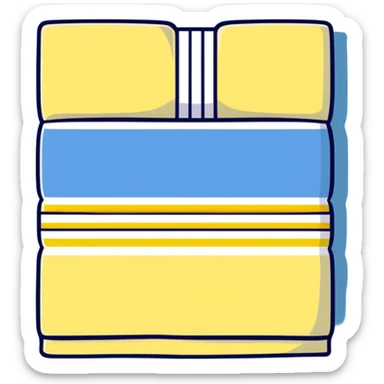 a yellow and ivory horizontal striped cozy towel, partially rolled sticker