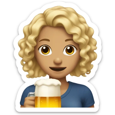curly blonde mid tanned girl drinking beer sticker