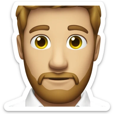 handsome optimist oval head brunette man and beard green eyes wearing white button down shirt  sticker