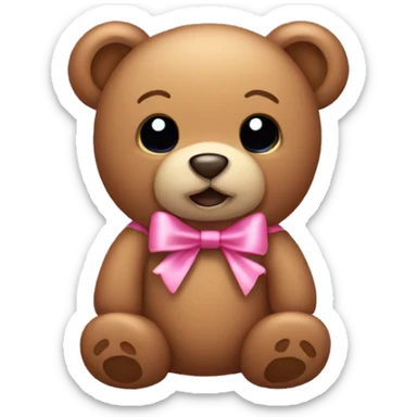 Teddy bear with pink bow on its ear sticker