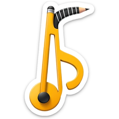 Minimalistic flat vector icon, iOS style, thin black contour on white background. Musical note with a pencil crossing it. Clean, no text, no shadows sticker