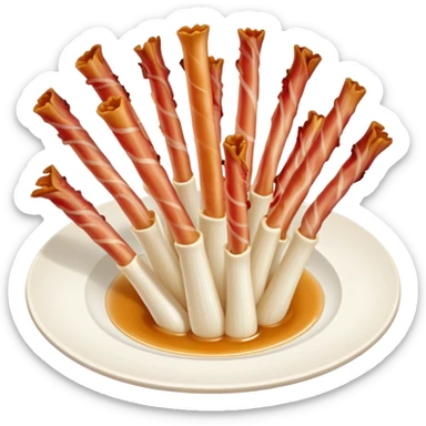 Plate of bacon enoki mushroom  sticker