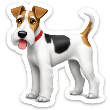 Cane Fox terrier con fiocco rosso al collo sticker