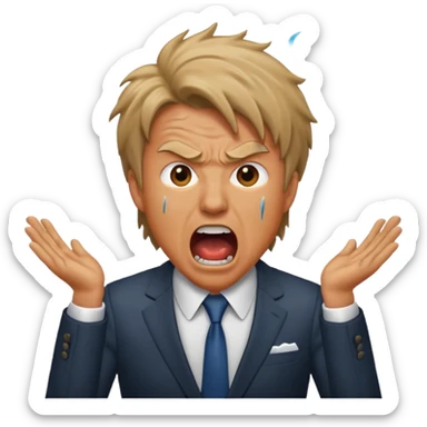 screaming man, with hair, in a suit sticker