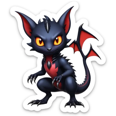 Shiny Epic Evil Badass Dark Gothic Noibat-Salandit-Litten-Hybrid sticker