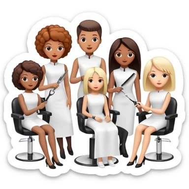 group of people learning hairdressing in beauty salon training sticker