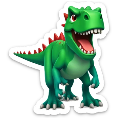 a green trex with blue spikes and full  red eyes, full body
 sticker