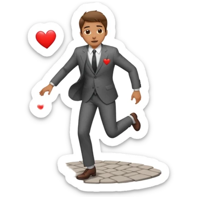 man with heart eyes slip and fall on sidewalk  sticker