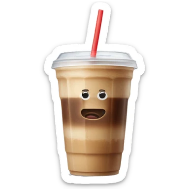 Ice coffee with lid and straw sticker