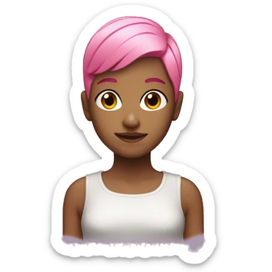 Pink haired girl with a buzzed head  sticker