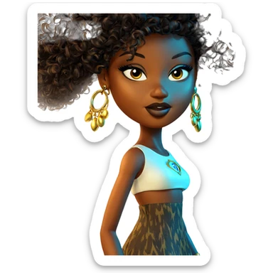 dark-skinned beauty in jewelry sticker