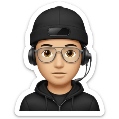HACKER WITH HEADSET BLACK CAP HANDSOME sticker