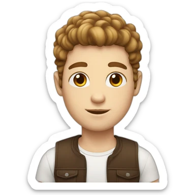 white boy with brown wavy hair and thick eyebrows sticker